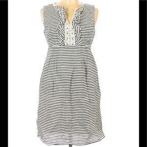 Nine West striped ruffled linen dress in size 6